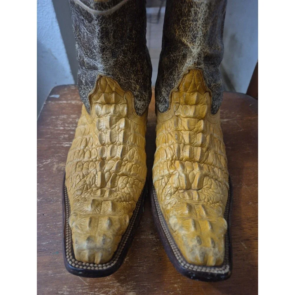 Jar  Orange Crocodile  Boots Men's US Size 6.5 Mexico 25.5 Western Pointed Toe